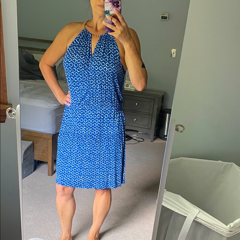 Michael by Michael Kohrs Blue Halter Neck Dress